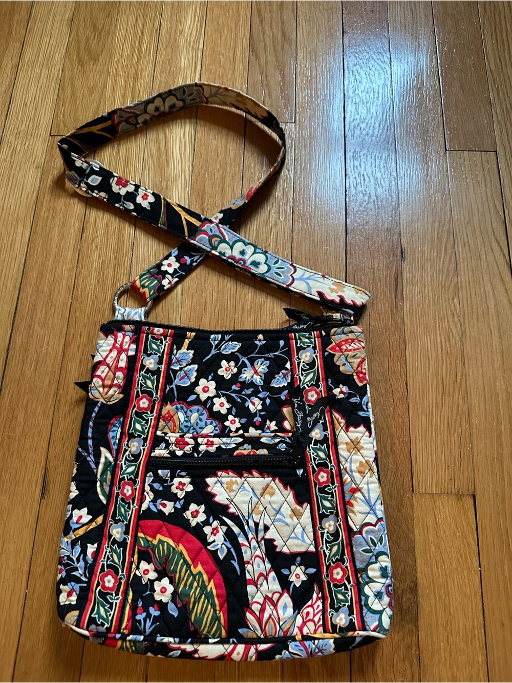 Vera Bradley Quilted Floral Crossbody in Black, Red, Blue